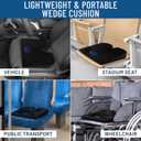 Everlasting Comfort Car Seat Cushion for Driving - Wedge Car Cushion for Office, Travel, Gaming Chair Memory Foam Driver Booster for Short People, Non-Slip, Washable Cover, Back & Sciatica Relief