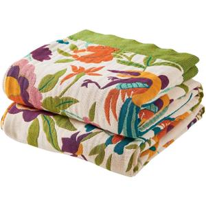 XIBLC Boho Throw Blanket for Bed, 100% Cotton Soft Rustic Quilt Fall Blanket, 50"x60" Colorful Floral Printed Farmhouse Decor Bed Blankets, All Season Rustic Reversible Bohemian Throw Quilt