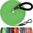 NTR 50FT Long Dog Leash with Swivel Lockable Hook and Comfortable Padded Handle - Dog Training Leash for Walking, Hunting, Camping, Backyard for Small, Medium and Large Dogs (50ft*3/8", Green)
