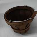 Tatuo 2 Pcs Round Wooden Apple Baskets with Handle Wood Strawberry Buckets Food Service Baskets Fall Harvest Basket Easter Basket for Garden Home Party Supplies Vegetables Fruits, (Dark Brown)