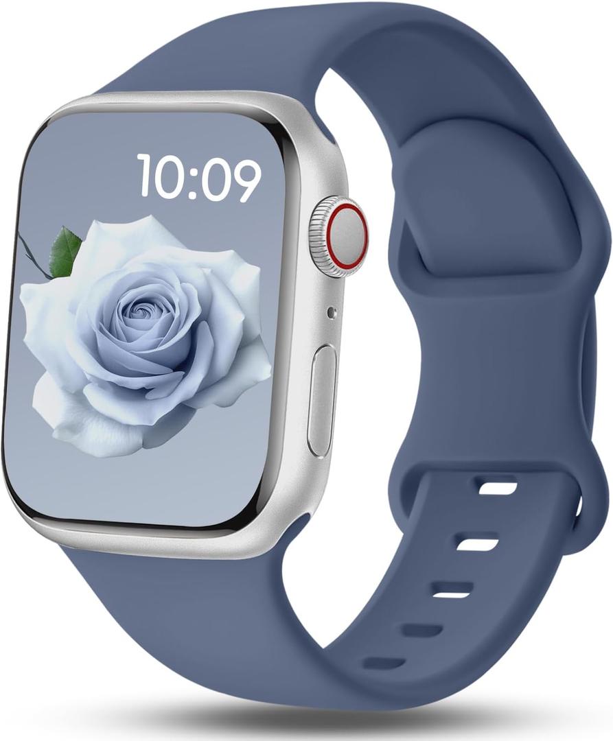 Patented Sport Silicone Band Compatible with Apple Watch Bands 40mm 38mm 41mm 42mm 44mm 45mm 46mm 49mm Women Men, Soft Waterproof Sport Strap for iWatch Bands Series 11 10 9 8 7 6 5 4 3 2 1 SE Ultra