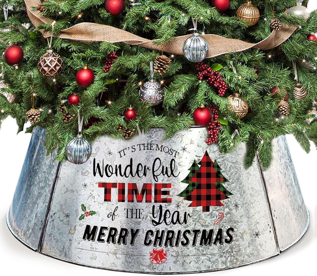 Christmas Tree Collar, Xmas Metal Tree Collar 29 Inch Diameter Base, Christmas Large Tree Collar for Pencil Tree, Xmas Decorations