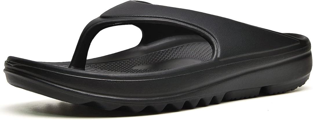 Oudizz Orthopedic Sandals Flip Flops for Women Arch Support Pillow Soft Recovery Thong Sandals Spa Summer Beach Cloud Slides (Black) 38 EU