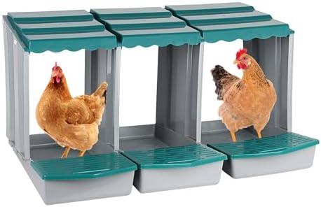 Chicken Nesting Boxes, 3 Compartment Chickens Egg Laying Nest Boxes for Hens, Egg Collection for Chicken Coop