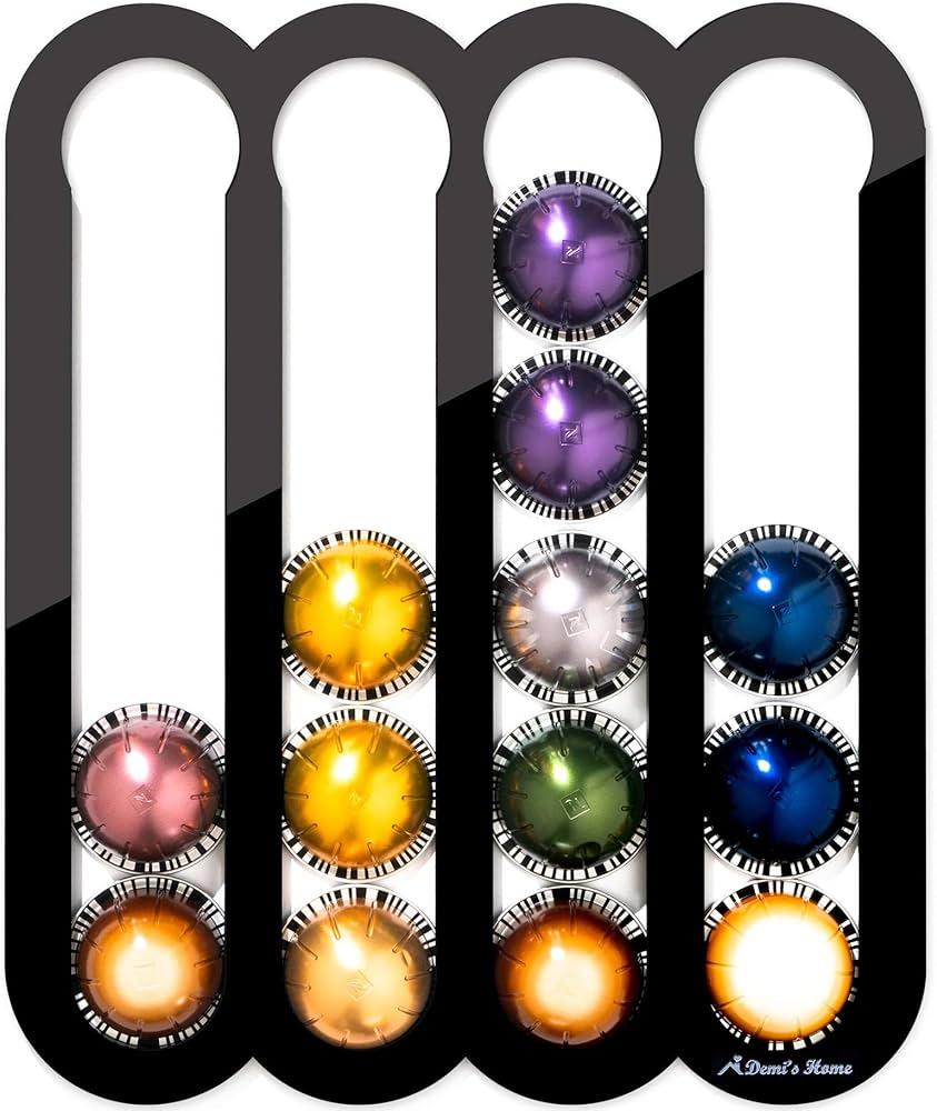 Coffee Pod Holder for Nespresso Vertuo Capsules - Suitable to be Mounted on the Fridge (Black)
