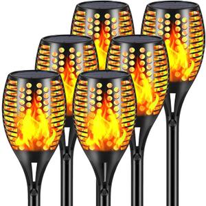 Aityvert Solar Lights - 43" Flickering Flames Torch Lights for Outdoor, Waterproof, Landscape Decoration, Dusk to Dawn Auto On/Off Security (6 Pack)
