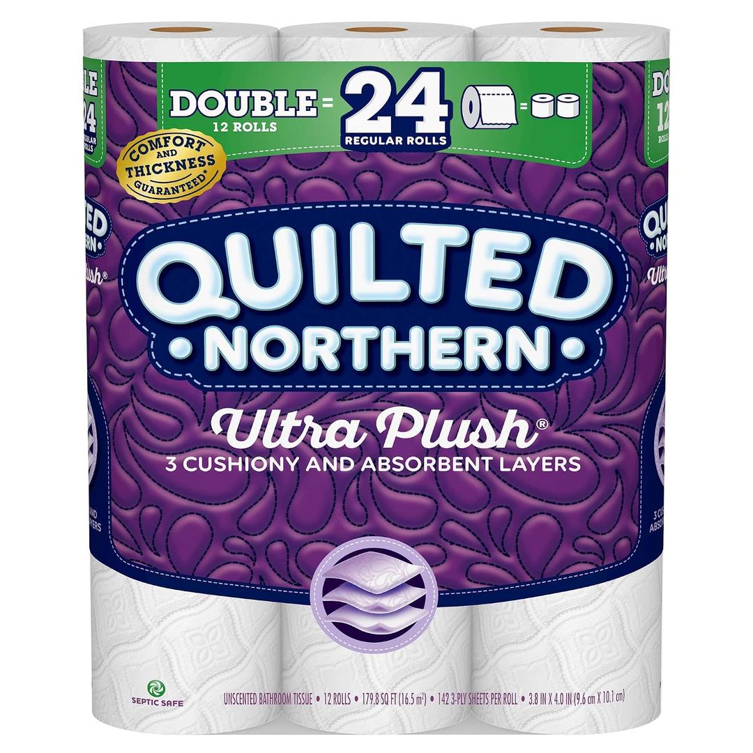 Quilted Northern Ultra Plush Toilet Paper, 12 Double Rolls, 12 = 24 Regular Rolls