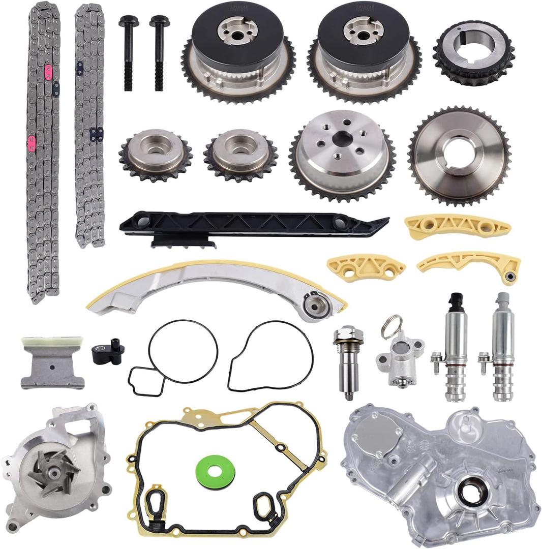 Timing Chain Kit w/Water Pump, Oil Pump, Chain Guide Sprocket Tensioner for GMC Terrain, Chevy Equinox Malibu, Buick Regal 2.2 2.4 Ecotec 9-4201S 9-4201SX
