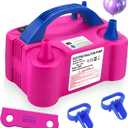 Electric Balloon Pump,110V 600W Portable Dual Nozzles Balloon Pump,Air Pump Balloon Blower for Party Decorations with Tying Tool (Small, Rose Red)