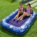 SLOOSH Inflatable Tanning Pool Lounger Float, 85" x 57" Extra Large Pool Floats Adult with Pillow, 4 in 1 Suntan Tub Raft Floatie,Sunbathing Bed Lounge for Water Blow Up Ball Pit, XL-Dark Blue