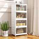 4 Tier Storage Bins with Lids, 23QT Stackable Closet Organizers and Storage with Wheels, Collapsible Storage Boxes, Foldable Plastic Storage Containers for Home,Office, Dorm Room-White