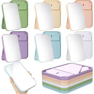 Honeydak 16 Pcs Spa Party Mirrors Bulk Table Mirrors with Stand 90 Adjustable Folding Travel for Makeup Spa Party Supplies Women Personal Beauty Sleepover Slumber Birthday Accessory Favors (Colorful)