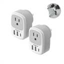 2 Pack New Zealand Power Adapter, TESSAN US to Australia Plug Adapter with 1 Electrical Outlet 3 USB Ports (1 USB C), Type I Travel Outlet Adaptor for USA to Australian Argentina China Fiji AU