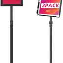 Adjustable Sign Holder Stand 11x17 inch,Pedestal Floor Signage Standing Holder with Heavy Duty Base, Aluminum Snap Open Frame Display for Business Restaurant, Mall, Schools-2 Pack (Black)