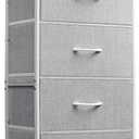 WLIVE 4 Drawers Dresser for Bedroom, Light Grey Fabric Clothes Storage Organizer Unit, Dresser for Hallway, Entryway, Closets, Sturdy Steel Frame, Wood Top Size 11.8"D x 15.7"W x 38.1"H