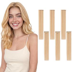6PCS Clip in Hair Extensions Real Human Hair Short Clip in Extensions for Women Short Straight Hairpieces to Add Volume and Highlights 10 Inch Ash Blonde & Bleach Blonde