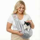 Tomkas Small Dog Cat Sling Carrier Puppy Purse Travel Wrap Soft Crossbody Pet Bag (Gray, M - Classic Pocket & Classic Strap)