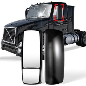 High Soar Black Door Mirror Heated with Turn Signal for Volvo VNL 670 780 630 730 860, VNM 200 430 630, VNX 300 Trucks, Left/Driver Side