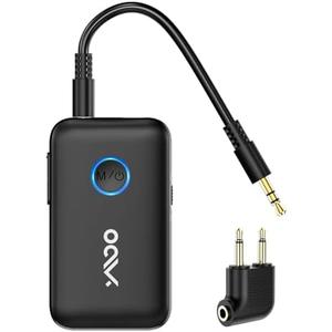 YMOO Bluetooth 5.3 Transmitter Receiver for TV/Airplane, Supports 2 Headphones/Speaker with AptX Adaptive & Low Latency, 3.5mm Jack Aux HiFi Stereo Wireless Audio Adapter for Flight, Travel, Planes
