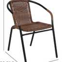 Flash Furniture Lila Modern Rattan Indoor/Outdoor Stackable Dining Chairs, Stacking Rattan Bistro Chairs for Patio or Restaurant, Set of 4, Brown