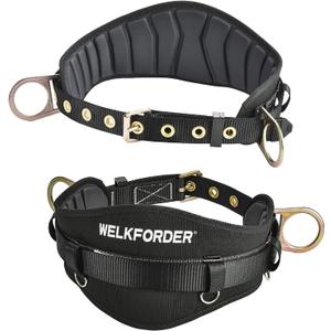 Tongue Buckle Body Belt With Hot-Pressing Waist Pad and 2 Side D-Rings Personal Protective Equipment Safety Harness | Waist Fitting Size 30'' to 45'' for Work Positioning, Restraint