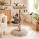 Sopapets Solid Wood Cat Tree, Modern Cat Tower for Indoor Large Cats, Beige