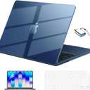 EooCoo for MacBook Neo Case 13 inch 2026 Model A3404 with A18 Pro Chip, Scratch Resistant Protective Hard Shell Case & Keyboard Cover & Screen Film & Type C, Crystal Indigo