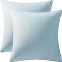 DEZENE Throw Pillow Cases 16x16 Light-Blue: 2 Pack Cozy Soft Velvet Square Decorative Pillow Covers for Farmhouse Home Decor (16" x 16" (Pack of 2), Baby Blue)