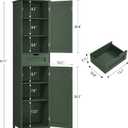 Iwell Tall Bathroom Storage Cabinet with 2 Doors & 1 Drawer, Narrow Storage Cabinet with Adjustable Shelves, for Living Room, Bathroom, Kitchen, Forest Green, 11.8"D x 15.7"W x 67.1"H