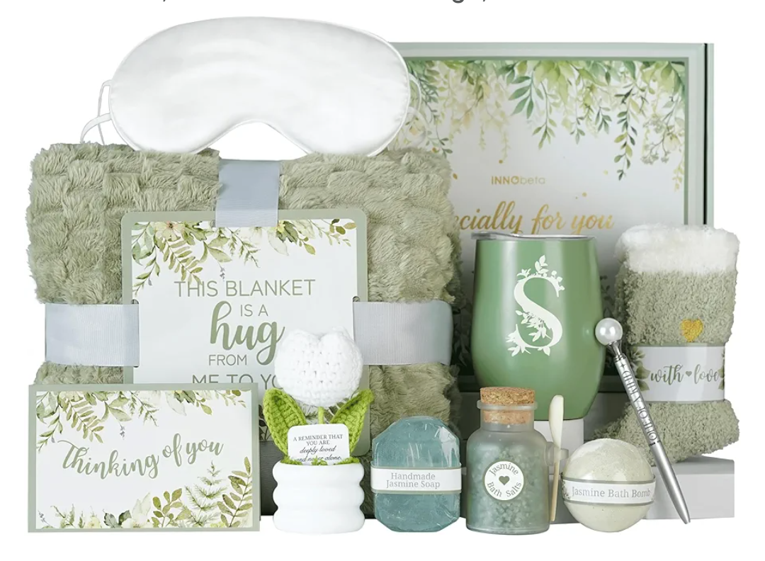 InnoBeta Personalized Gift Baskets for Women who Have Everything, Unique Gifts for Her on Birthdays, Christmas, Useful Self Care Package, S