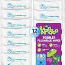 Flushable Wipes for Baby and Kids by Kandoo, Sensitive and Unscented Formula, Hypoallergenic Potty Training Wet Cleansing Cloths, 50 Count, Pack of 12