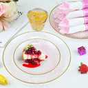 175PCS Pink Hammered Plastic Dinnerware Set for 25 Guests