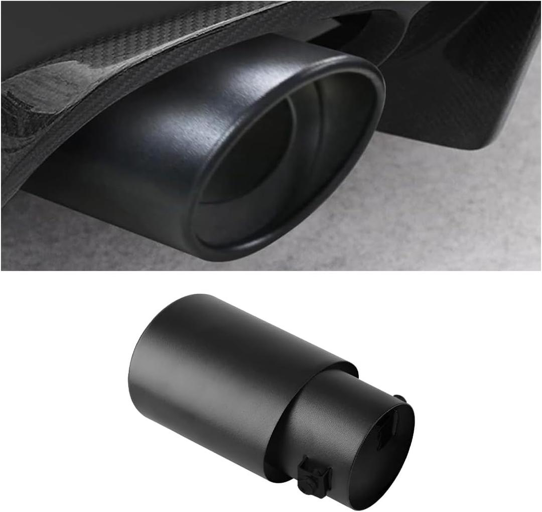 Stainless Steel Car Exhaust Tip, 2.5" to 3.3" Adjustable Chrome-Plated Finish Exhaust Tailpipe, Car Exhaust Pipe Modification Tail Throat Tail Pipe, Fit for Most Cars (Straight, Black)