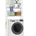 Over The Washer and Dryer Storage Shelf, 3 Tier Laundry Room Metal Drying Rack with Towels Hangers, Space Saver Organizer for Hanging Clothes and Towels (Metal White IO2)