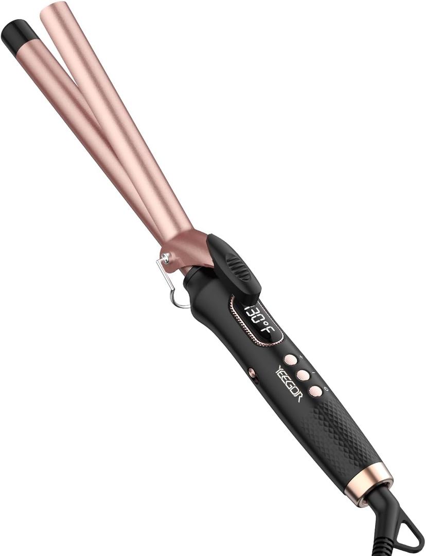 YEEGOR 3/4 inch Curling Iron,Extra Long Barrel Culing Wannd,100-240V Dual Voltage Hair Curler for Wave Curls,12 Temps