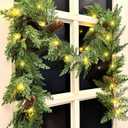 MINDELF 6 FT Christmas Garland with Lights, Battery Operated PreLit Pine Cone Greenery, 20 Warm LEDs Artificial Xmas Decor with Timer, Holiday Decoration for Indoor Mantel Staircase Doorway Window