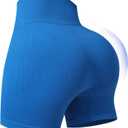 Women's Ribbed Seamless Biker Shorts, High Waist Yoga Shorts, Tummy Control Athletic Workout Shorts for Gym Fitness, Small