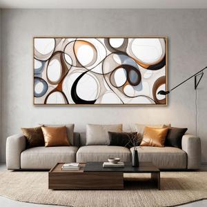 Framed Wall decor for Living Room Brown Abstract Canvas Wall Art - Kitchen & office Wall Art Prints Modern artwork, Wood Frames Decor, Bedroom Decorations 24×48