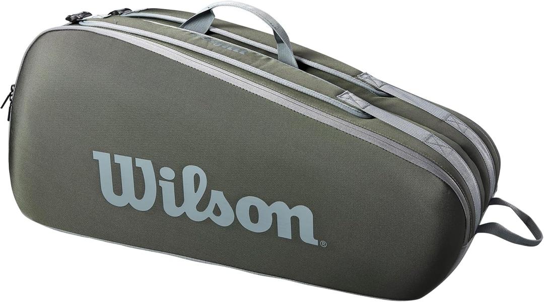 WILSON Tour Tennis Racket Bag - Dark Green and Stone Grey, 6 Pack