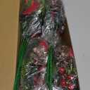 8PCS Artificial Flowers Bouquet Christmas Floral Poinsettia Pine Cones Red Berry Picks Stems Holly Holiday for Xmas Tree Party Decoration DIY Indoor Table Centerpieces