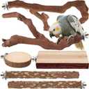 Parrot Perch Bird Perch Stand Set Natural Wild Wood Grape Sticks Paw Grinding Fork Parakeet Climbing Standing Branches Toys Cage Accessories for Conure,Cockatiels Lovebirds,Budgies Chewable 6PC