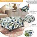 Ottoman Cover Rectangle Printed,Stretch Footstool Slipcover with Elastic Bottom,Soft Fabric Protector for Rectangular Ottoman in Living Room or Bedroom,Medium,Flower C