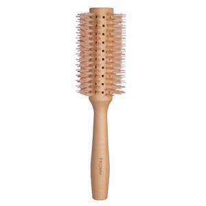 Mission Sleek Vented Round Boar Brush for Smooth, Lustrous Blowouts Even on Frizz-Prone Hair | Roller Hairbrush with Natural Boar for Anti-static Styling, Smoothing, Straightening and Shine (1.25", Beige)