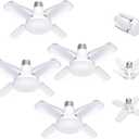 4Pack LED Garage Light Bulb,Mini 50W LED Garage Ceiling Lights 4 Adjustable Panels,5000Lumen Garage LED Light Bulb,E26 6500K Daylight LED Shop Lights for Garage,Kitchen,Indoor,Attic Light