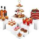 White Acrylic Buffet Risers 8 Pcs, Food Display Stands for Buffet Table Party Catering Dessert Jewelry Collectibles, Acrylic Cube Nesting Boxes with Hollow Bottoms 8 Sizes (10"-9"-8"-7"-6"-5"-4"-3")