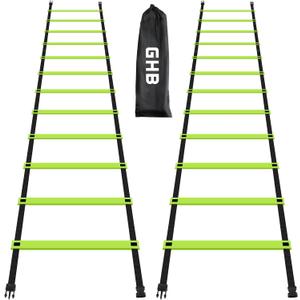 GHB Pro Agility Ladder Agility Training Ladder Speed 12 Rung 20ft with Carrying Bag (Green-2 Pack)