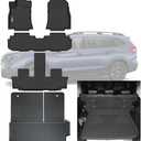 SANBAN-AXE Floor Mats & Trunk Mat Backrest Mat for 2019-2023 2024 2025 Subaru Ascent TPE All Weather Protection 3 Rows Car Floor Liners with Cargo Liners Covering The backrest Accessories