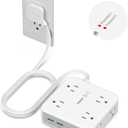 TESSAN Dual Surge Protector Power Strip, 5 Ft Extension Cord Flat Wall Plug with 4 USB (2 USB C) 8 Outlets, 2100J Surge Protection, 20W Multiple Charging Station for Home, Office, College, Dorm, Grey (White)