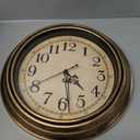 Plumeet Small Retro Wall Clock, 10'' Non Ticking Classic Silent Vintage Wall Clocks Decorative Kitchen Living Room Bedroom - Battery Operated (10'', Copper Gold)