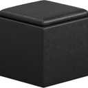 SIMPLIHOME Rockwood 18 inch Wide Contemporary Square Cube Storage Ottoman with Tray in Distressed Black Vegan Faux Leather, Assembled, For the Living Room, Entryway and Family Room
